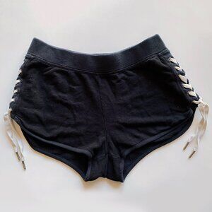 Y2K Side Tie Cheeky Sweat Shorts Black Size M